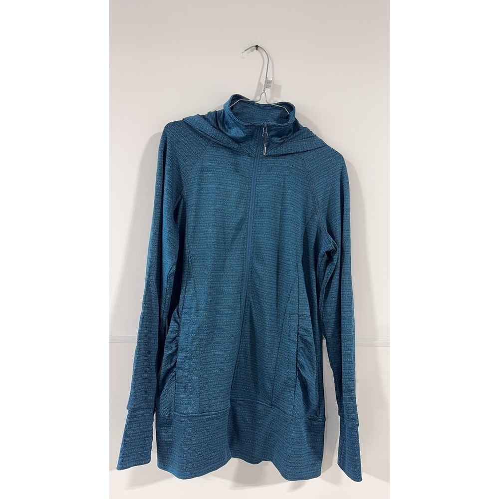 Mondetta Womens Blue Full-Zip Hoodie Jacket Textured Activewear Size M